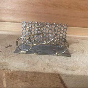 Handmade Metal Art Tandem Bike Business Card Holder Brass and Steel Sculpture